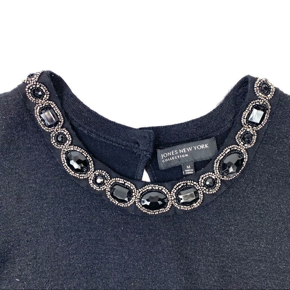 Jones NY black jeweled neck sleeveless sweater - M - Picture 5 of 12